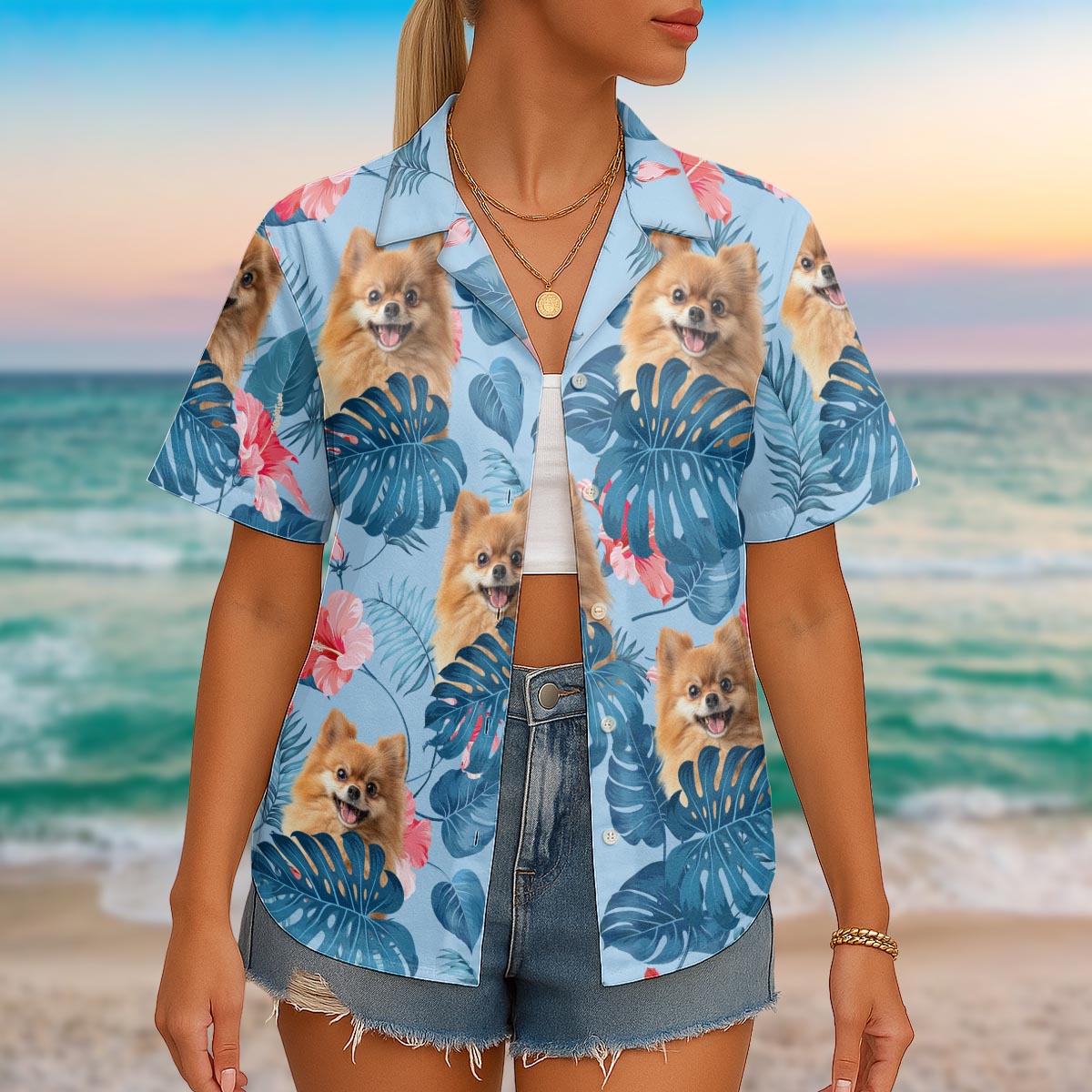 Custom Pet Photo Flowery - Personalized Customized Hawaiian Shirt - Lovely Gift For Pet Lovers