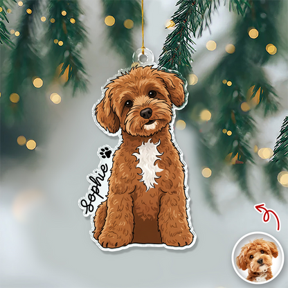 Custom Cute Dog Photo Portrait Christmas Decoration Acrylic Ornament