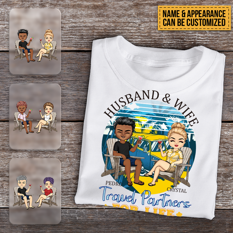 Husband And Wife Travel Partners For Life - Beach Couple T-shirt - Gift For Couples