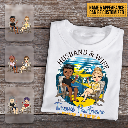 Husband And Wife Travel Partners For Life - Beach Couple T-shirt - Gift For Couples