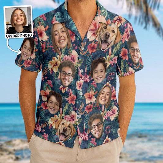 Custom Photo With Beloved Ones Tropical - Personalized Customized Hawaiian shirt