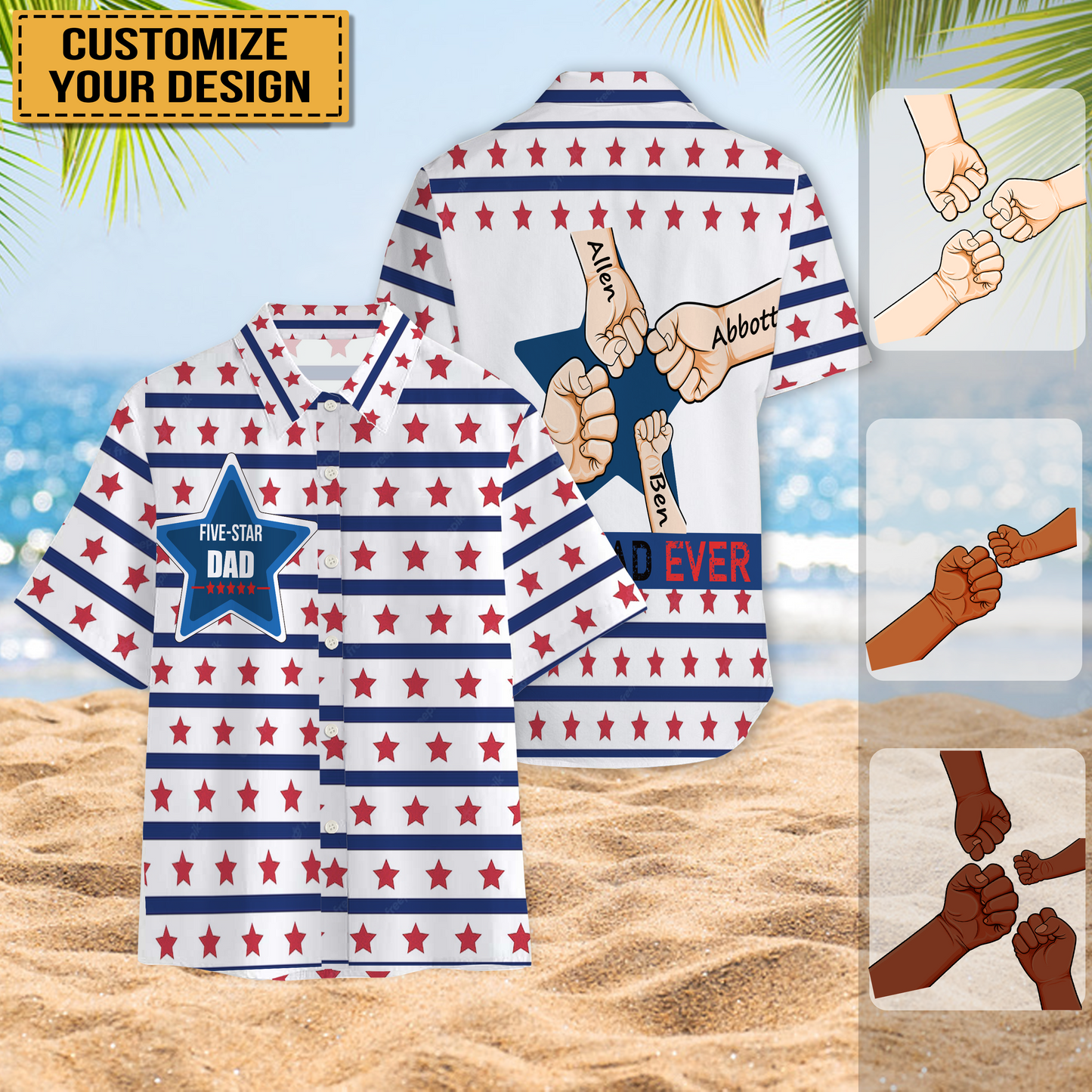 Five Star Best Dad Ever - Gift For Father Grandpa Dad - Personalized Customized Hawaiian shirt