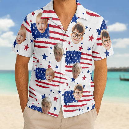 Custom Photo With Beloved Ones American Theme - Personalized Customized Hawaiian shirt