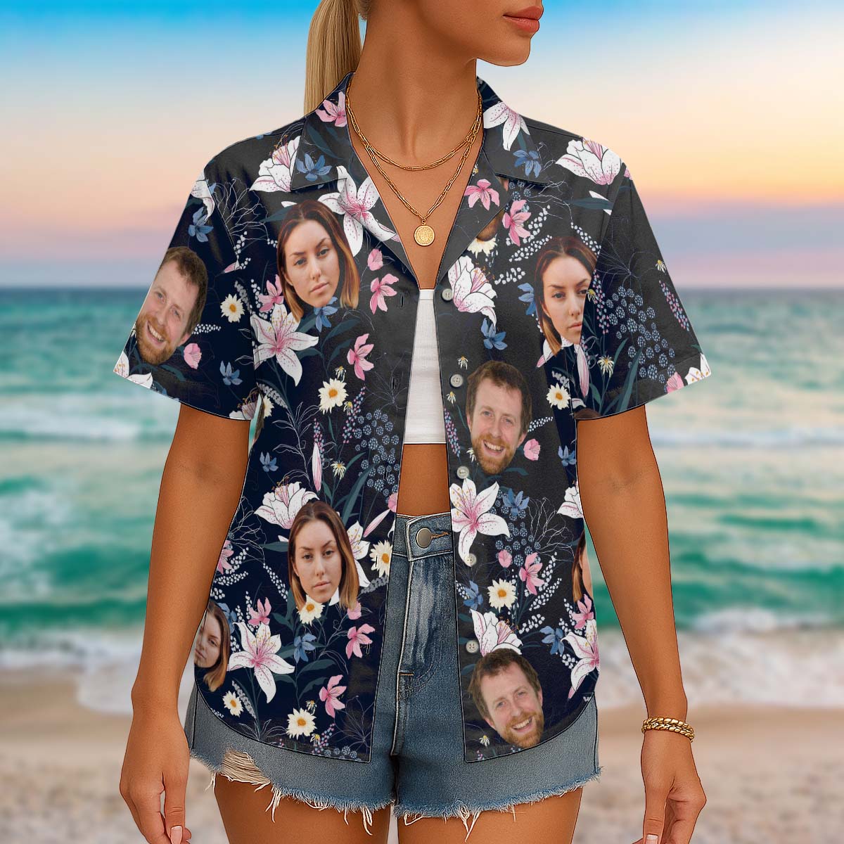 Custom Photo With Beloved Ones - Personalized Customized Hawaiian shirt