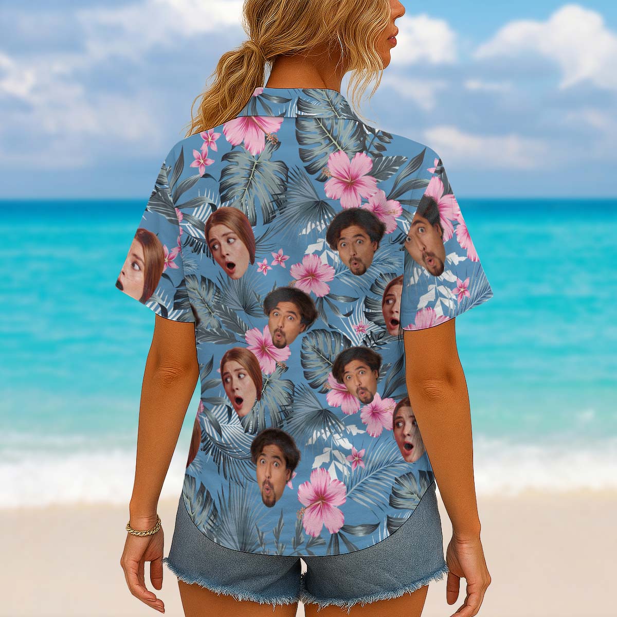 Custom Photo With Beloved Ones Flamingo Theme - Personalized Customized Hawaiian Shirt