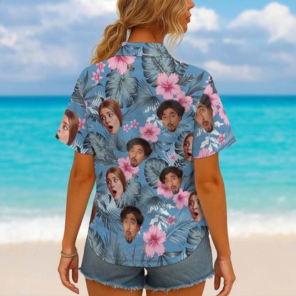Custom Photo With Beloved Ones Flamingo Theme - Personalized Customized Hawaiian Shirt