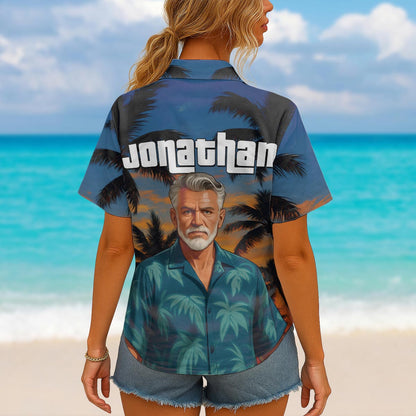 Custom Photo Sunset Tropical  - Personalized Customized Hawaiian shirt