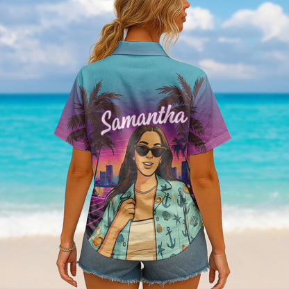 Custom Photo Sunset Pop - Personalized Customized Hawaiian shirt
