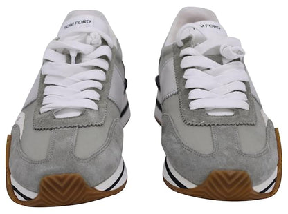 Men's Tom Ford James Mixed Media Low Top Grey Sneakers
