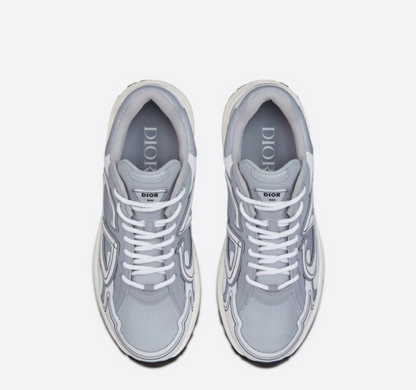 Men's Dior x Stone Island B30 Gray Mesh and White Sneakers
