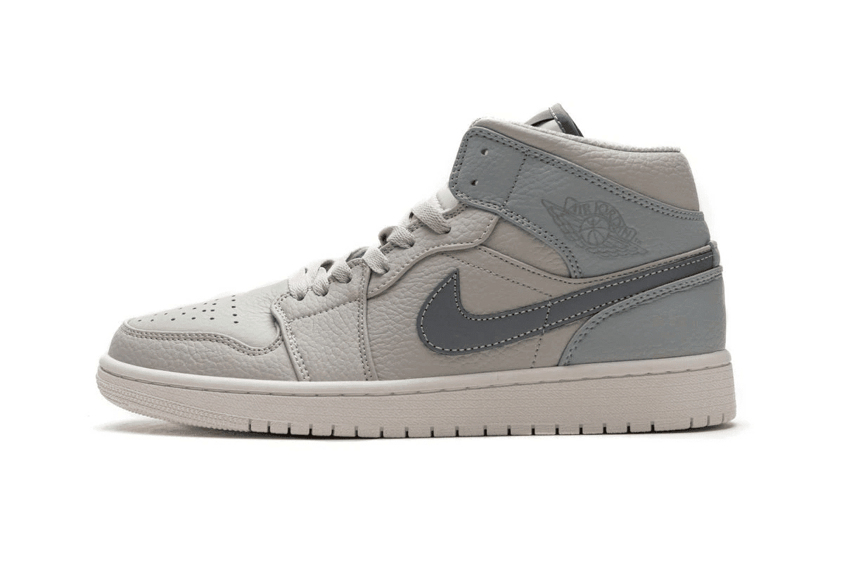 Men's Air Jordan 1 Mid Light Bone Grey Fog Shoes