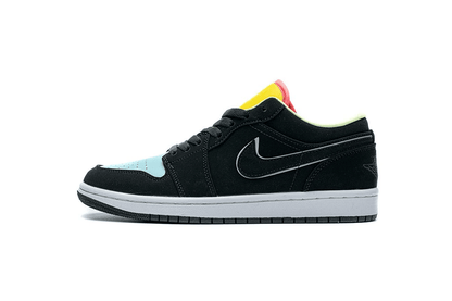 Men's Air Jordan 1 Low Black Yellow Blue Shoes