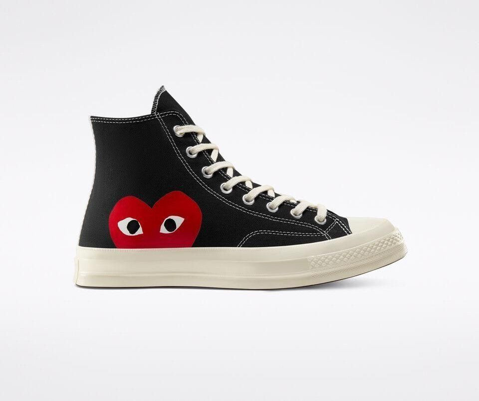 Men's Play Comme Des Garcons X Converse High Top Black Shoes