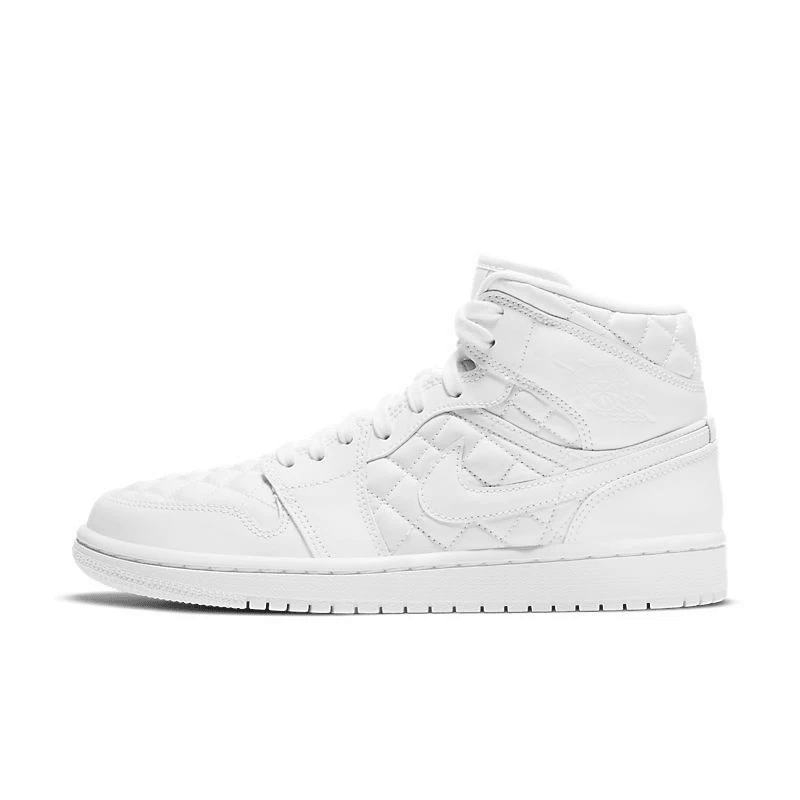 Men's Air Jordan 1 Mid White Quilted Shoes