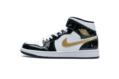 Men's Air Jordan 1 Mid Gold Patent Leather Shoes