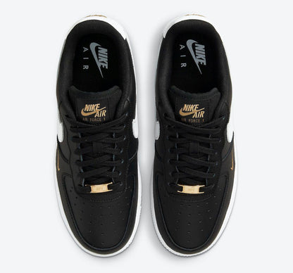 Men's Air Force 1 Gold Mini Swooshes Black Shoes