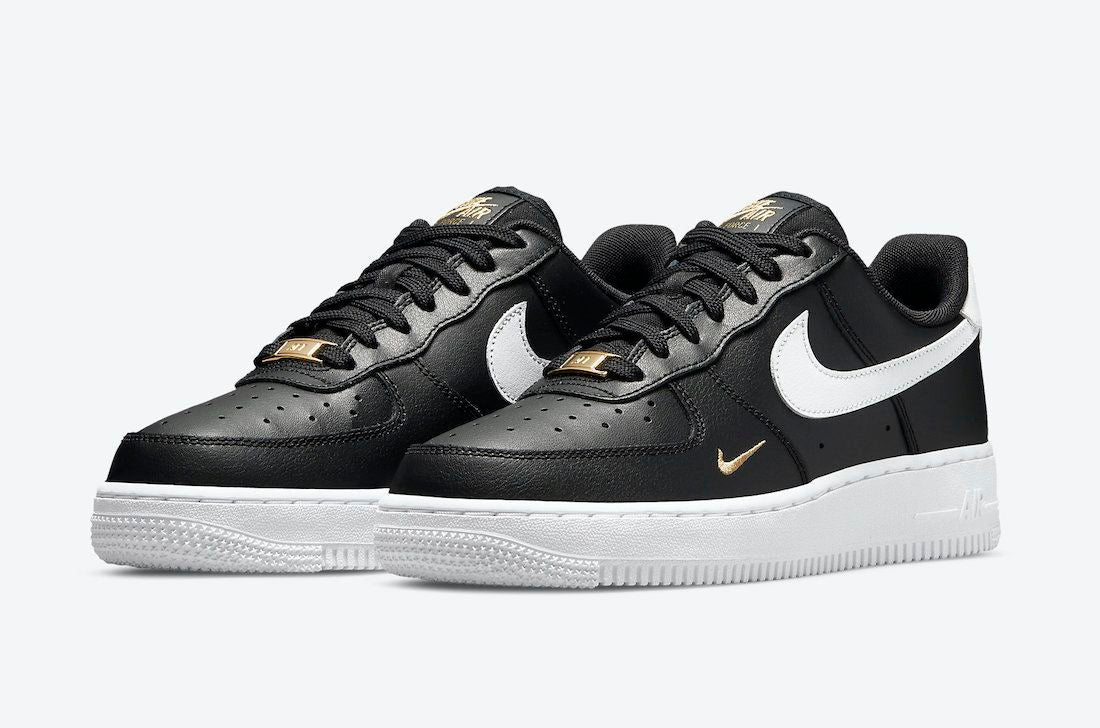 Men's Air Force 1 Gold Mini Swooshes Black Shoes