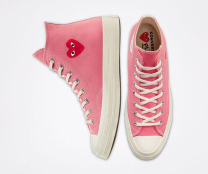 Men's Play Comme Des Garcons X Converse High Top Pink Shoes