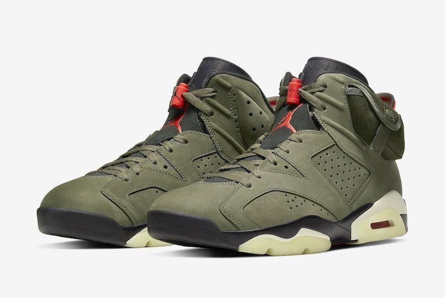 Men's Air Jordan 6 X Travis Scott Olive Shoes