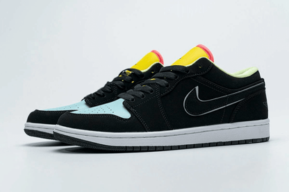 Men's Air Jordan 1 Low Black Yellow Blue Shoes