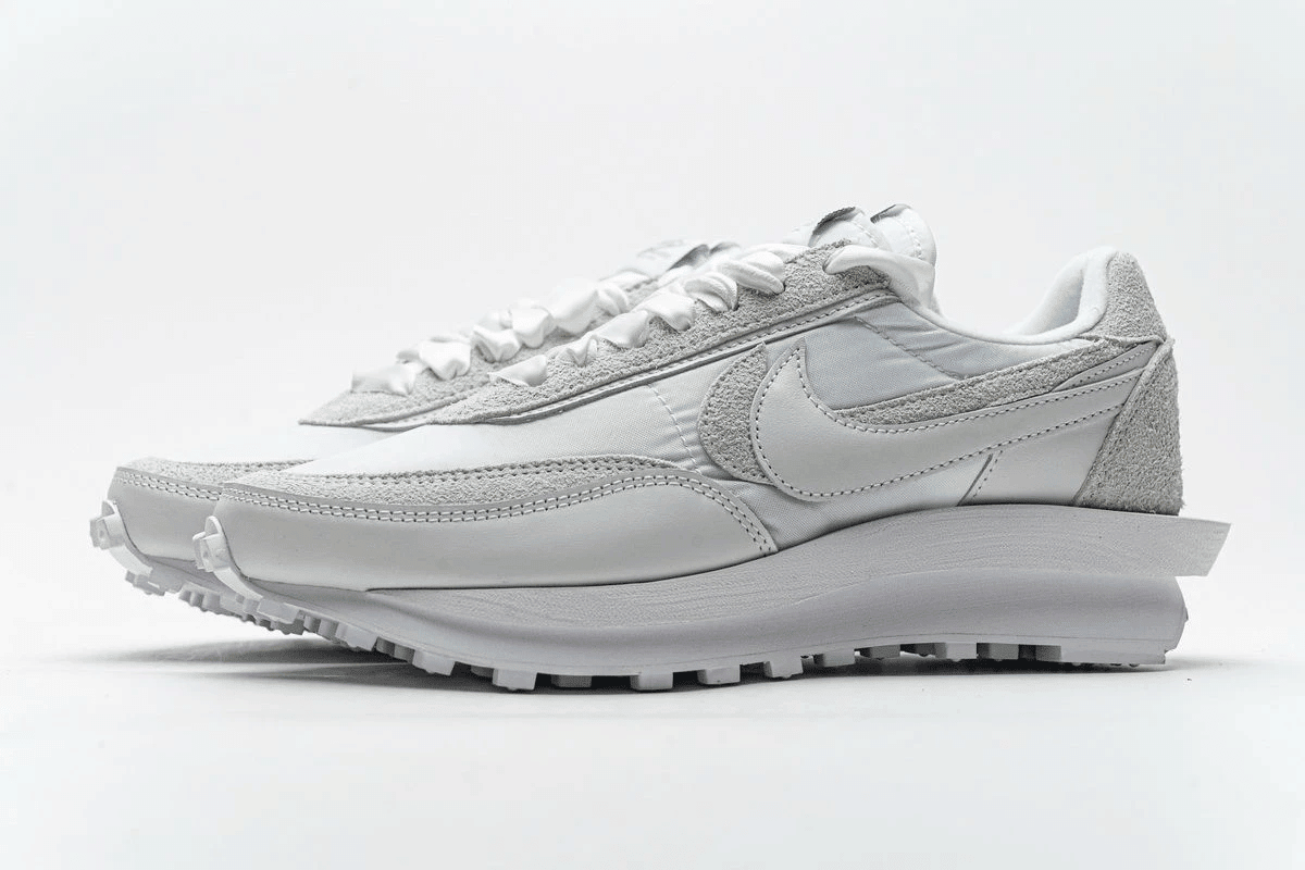 Men's Sacai x LD Waffle White Nylon Shoes