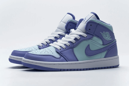 Men's Air Jordan 1 Mid Purple Aqua Blue Shoes
