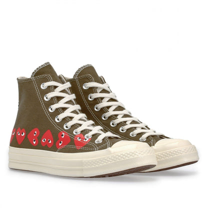 Men's Play Comme Des Garcons X Converse High Top Khaki Shoes