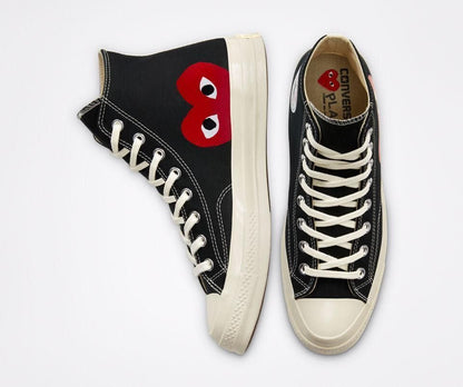 Men's Play Comme Des Garcons X Converse High Top Black Shoes