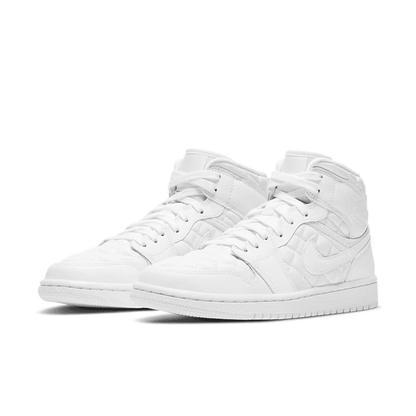 Men's Air Jordan 1 Mid White Quilted Shoes