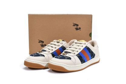 Men's Gucci Screener Blue Red Sneaker Shoes