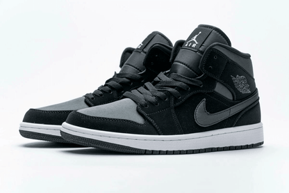 Men's Air Jordan 1 Mid White Black Grey Shoes