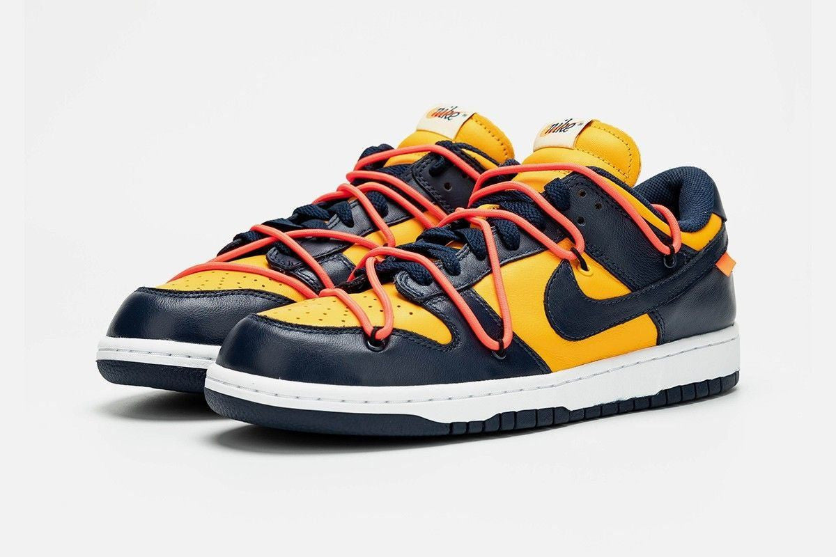Men's OFF WHITE X SB Dunk Low White Michigan Shoes