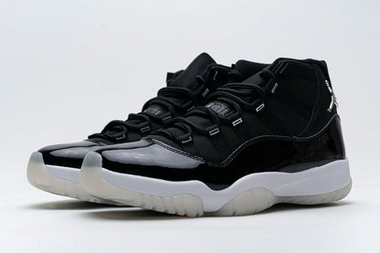 Men's Air Jordan 11 25th Anniversary Black Silver Eyelets Shoes
