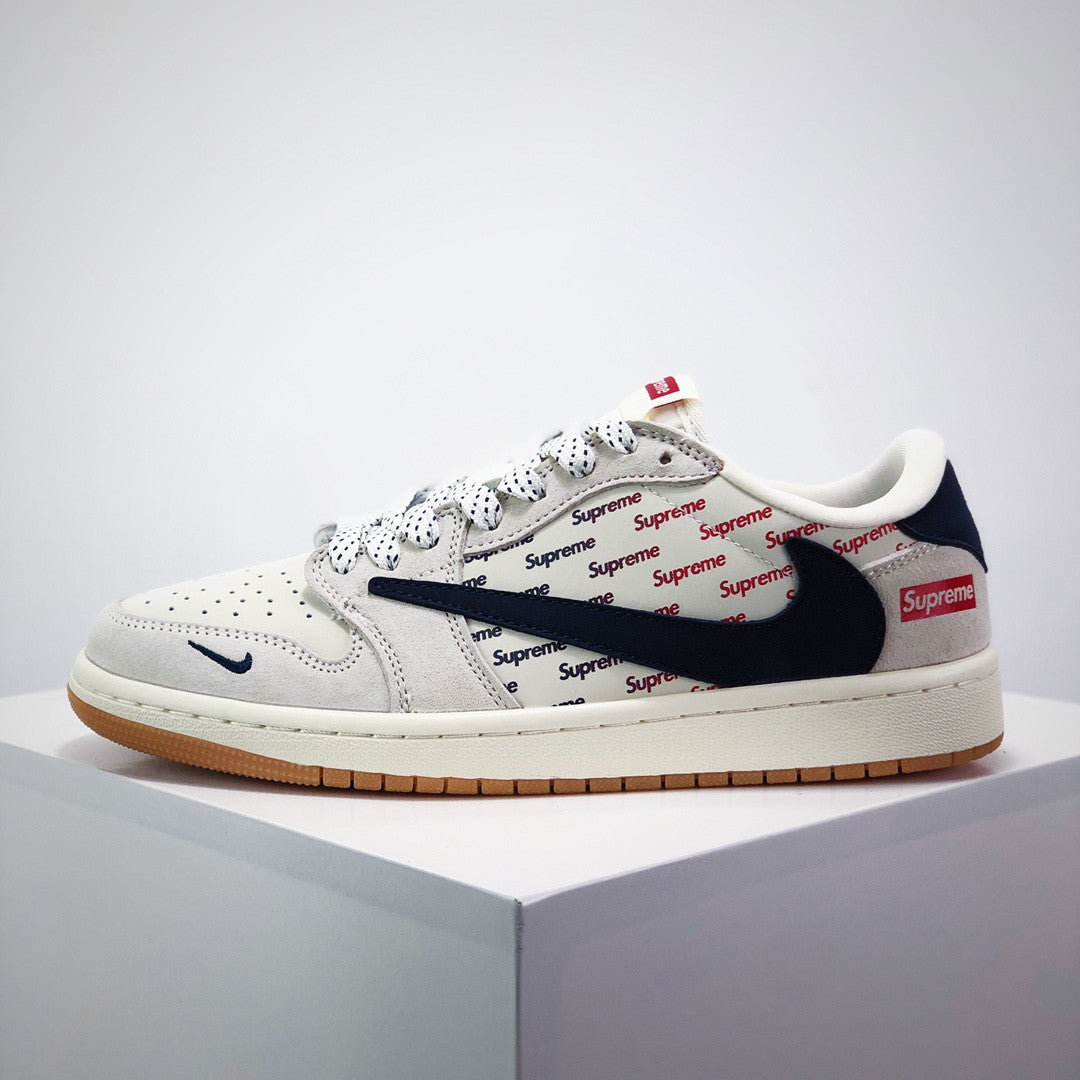 Men's Travis Scott x Fragment Design x Air Jordan 1 Low OG Supreme Shoes