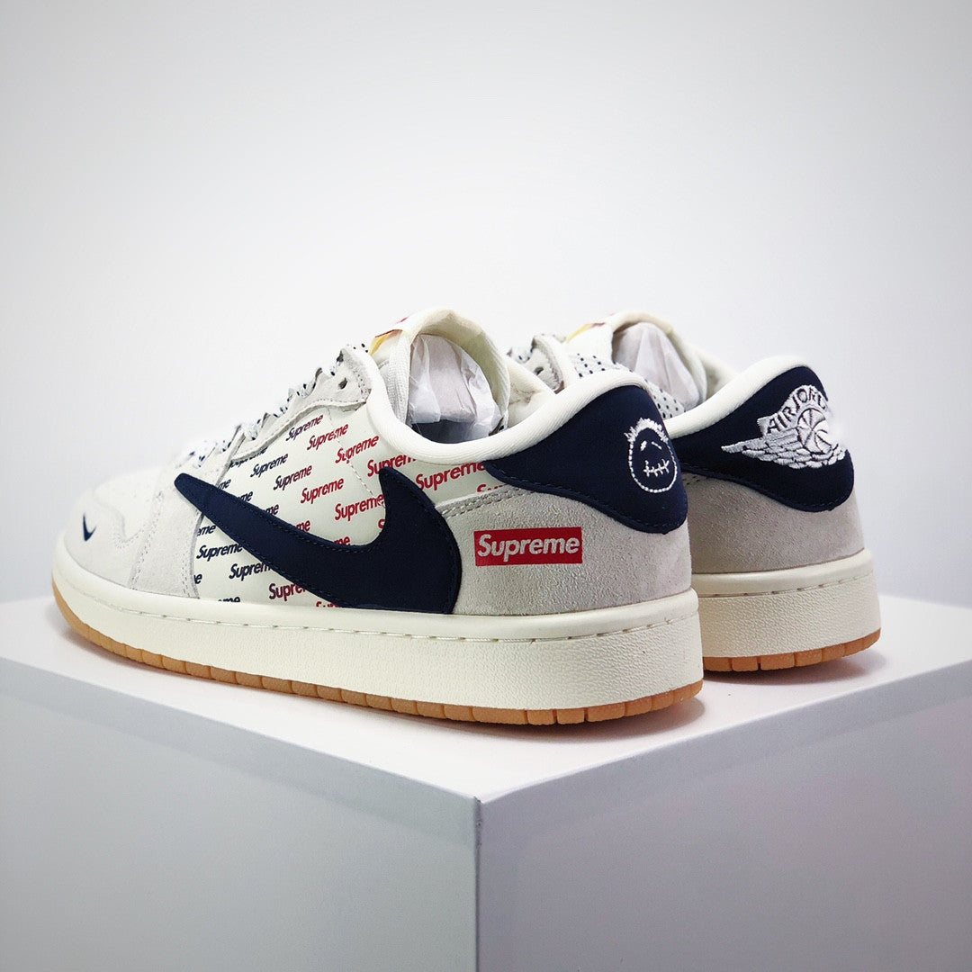 Men's Travis Scott x Fragment Design x Air Jordan 1 Low OG Supreme Shoes