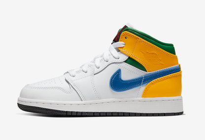Men's Air Jordan 1 Mid White Court Purple-Spirit Teal Shoes