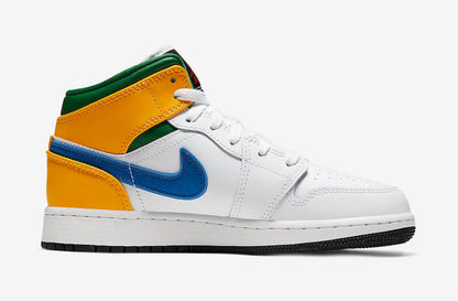 Men's Air Jordan 1 Mid White Court Purple-Spirit Teal Shoes