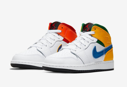 Men's Air Jordan 1 Mid White Court Purple-Spirit Teal Shoes