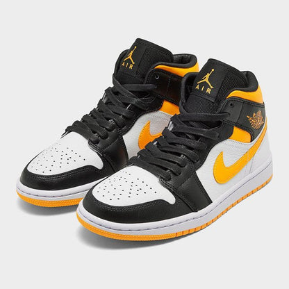 Men's Air Jordan 1 Mid White Laser Orange-Black Shoes