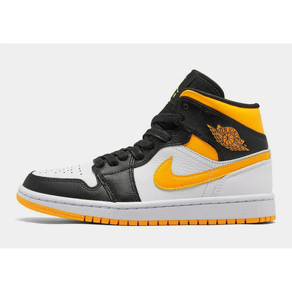 Men's Air Jordan 1 Mid White Laser Orange-Black Shoes