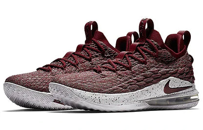Men's Lebron 15 Low Taupe Grey Team Red Shoes