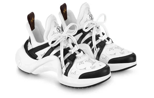 Men's LOUIS VUITTON Archlight 2.0 Platform White Black with Hollow Monogram Sneakers