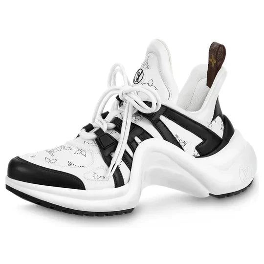 Men's LOUIS VUITTON Archlight 2.0 Platform White Black with Hollow Monogram Sneakers