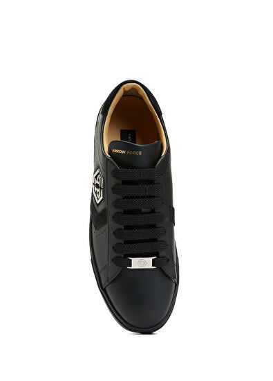 Philipp Plein Lo-Top Arrow Force Men's Leather Sneaker In Black