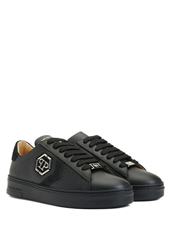 Philipp Plein Lo-Top Arrow Force Men's Leather Sneaker In Black