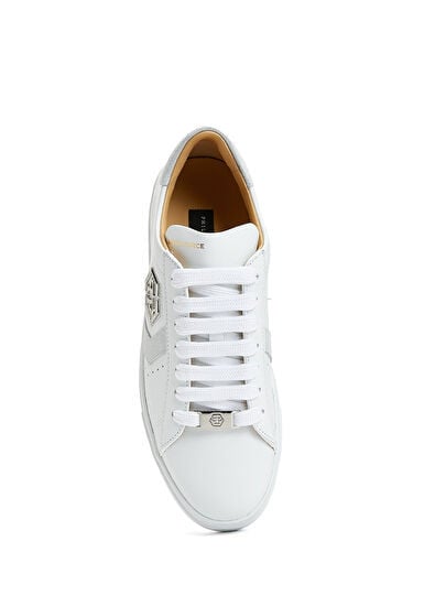 Philipp Plein Lo-Top Arrow Force Men's Leather Sneaker In White