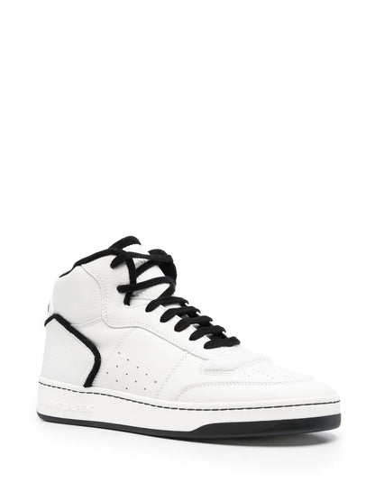 Men's Saint Laurent SL80 High-Top Sneakers In White And Black