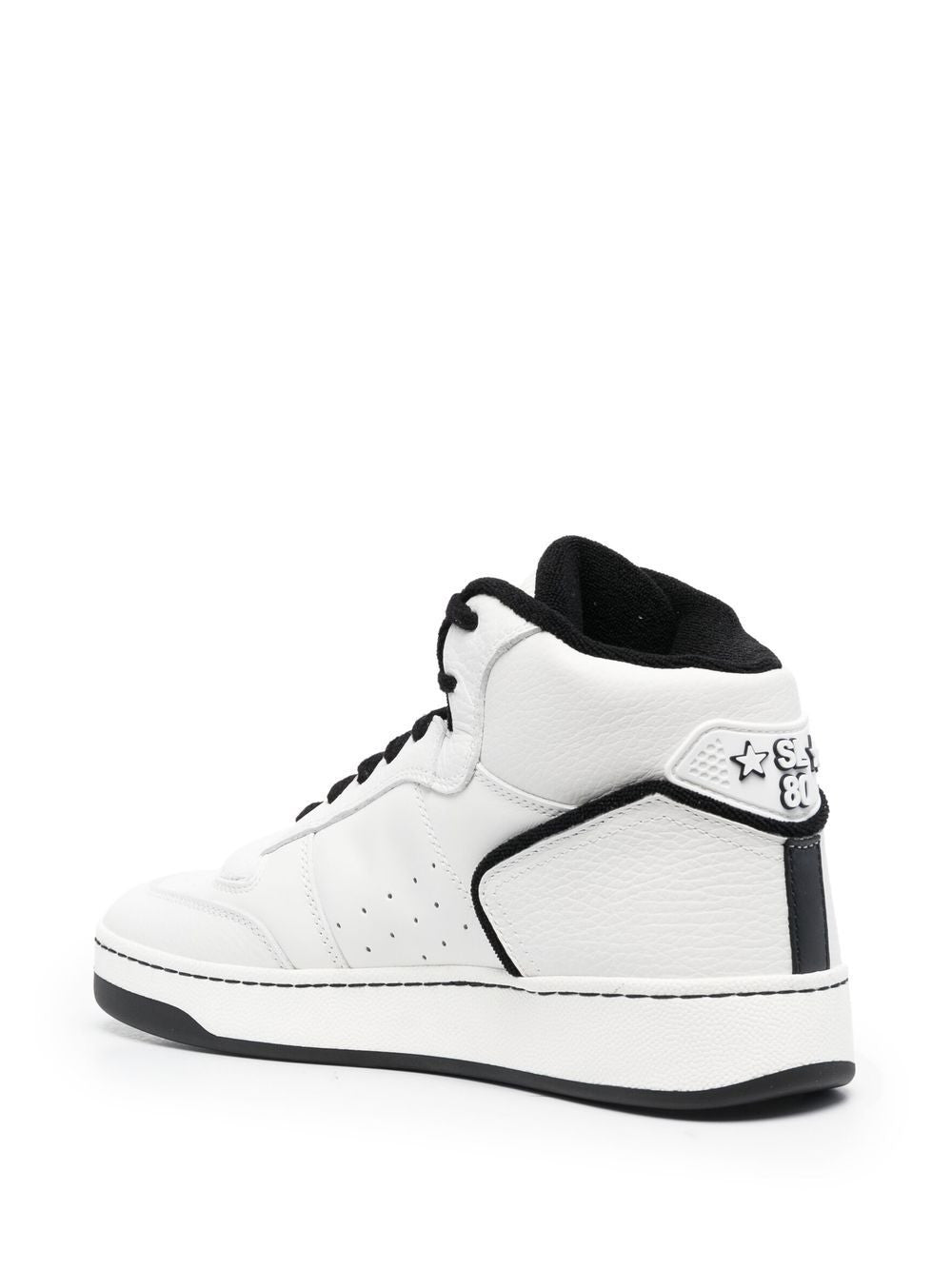 Men's Saint Laurent SL80 High-Top Sneakers In White And Black