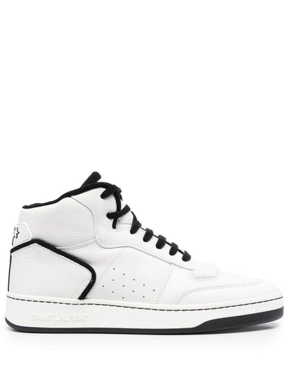 Men's Saint Laurent SL80 High-Top Sneakers In White And Black