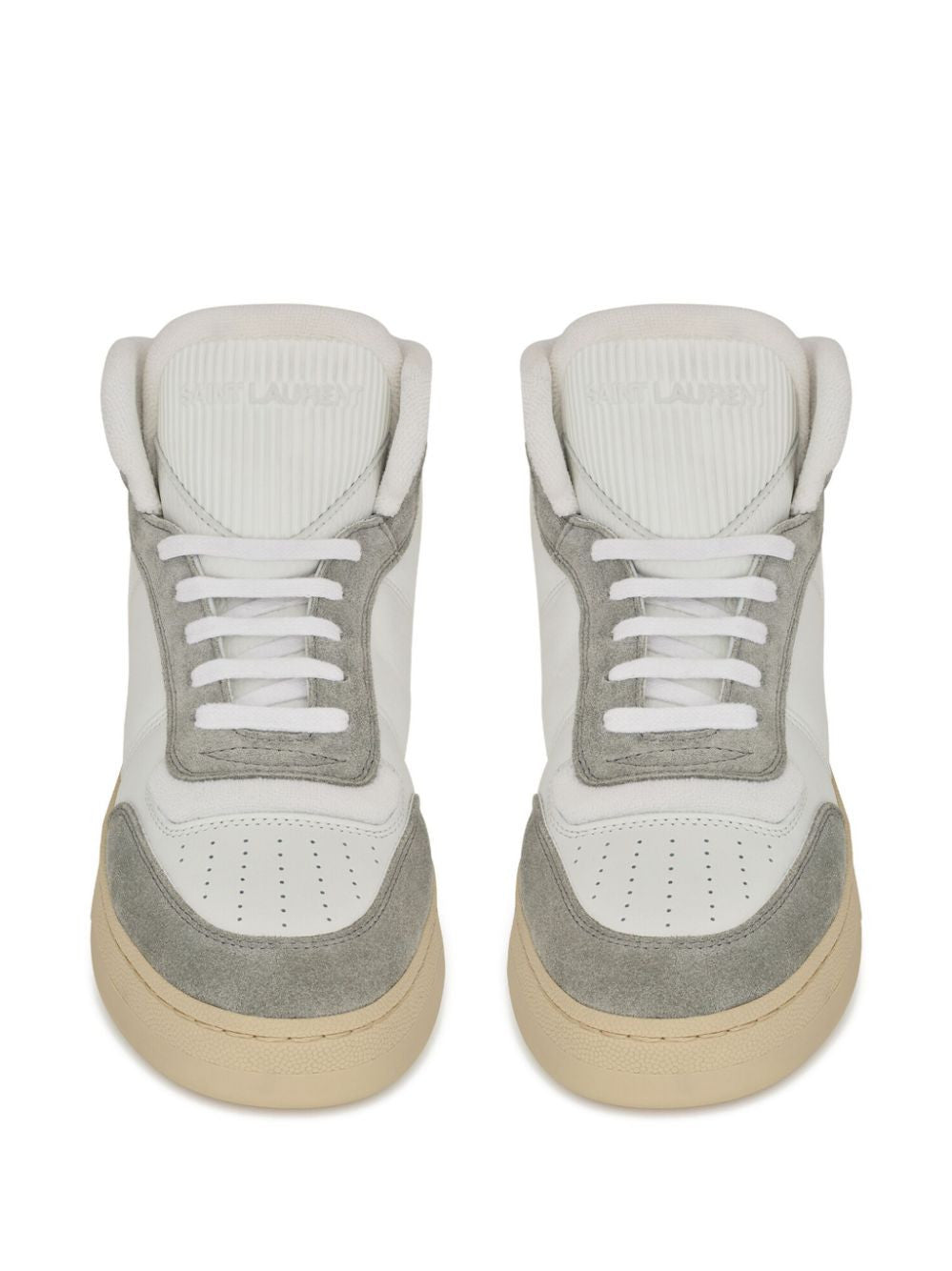 Men's Saint Laurent SL80 High-Top Sneakers In White Light Grey